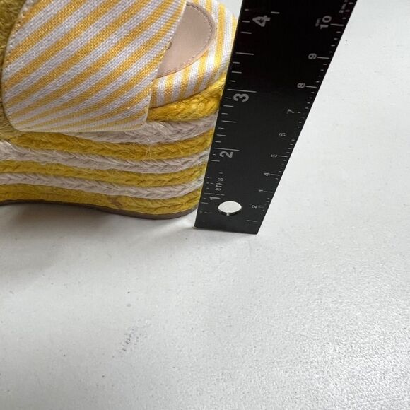 STUART WEITZMAN Minela Striped Wedge Espadrille Yellow White Size 6.5 SEE DESCR - Picture 8 of 15